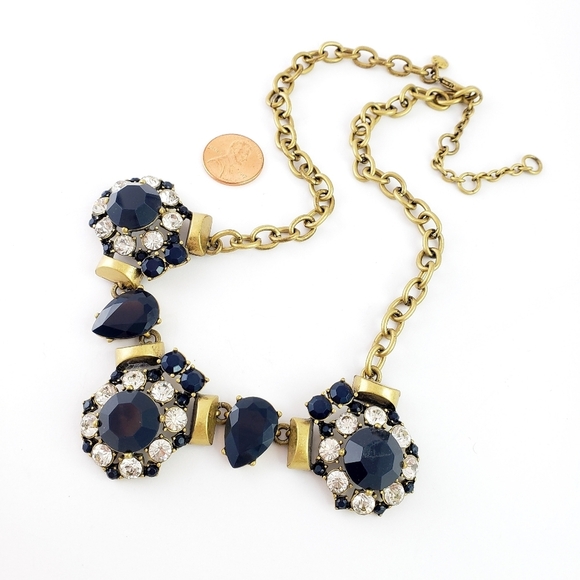 J. Crew Necklace Dark Blue + Brilliant Rhinestones - Picture 4 of 7